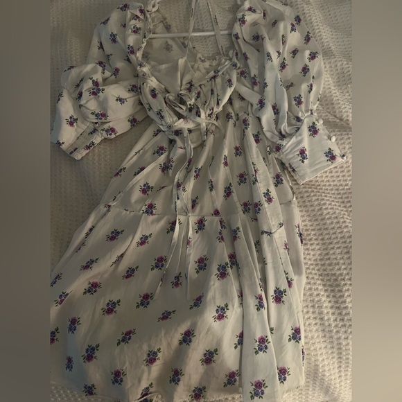 For Love And Lemons Viola dress / White and Purple Ruffled Tiered Sundress - Picture 8 of 8